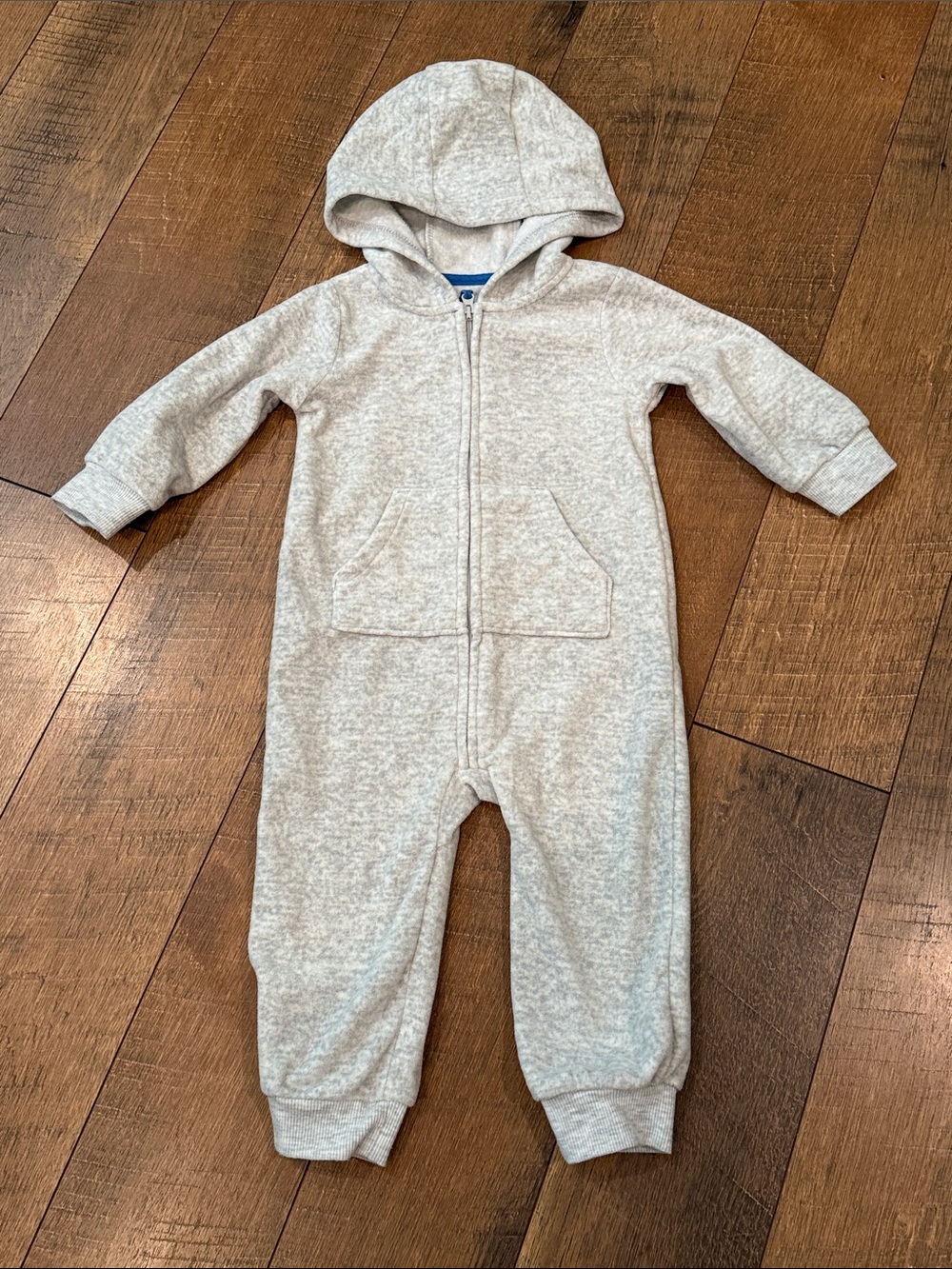 Amazon Essentials Heather Gray Hooded Zip One-Piece Footie